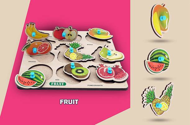 Enorme Mini Wooden Fruits Puzzle with Knobs Game For Kids