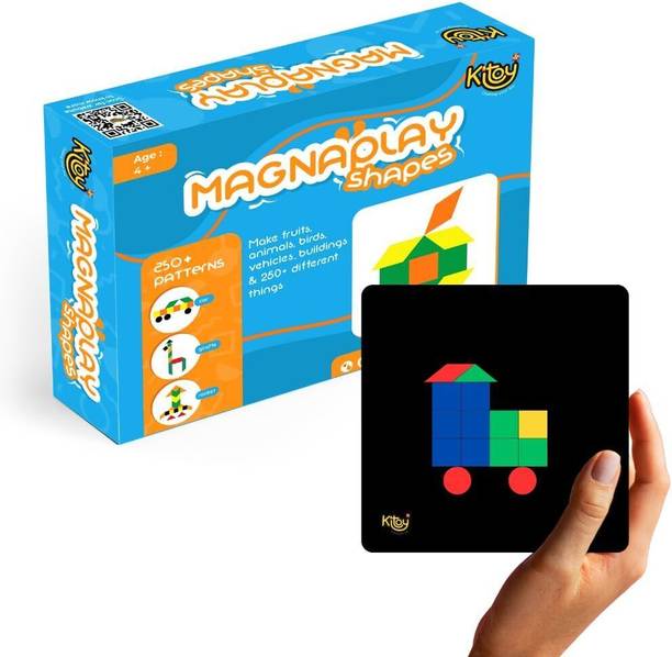 Kitoy Creations Magnaplay Shapes | 96 Magnetic Shapes with Board