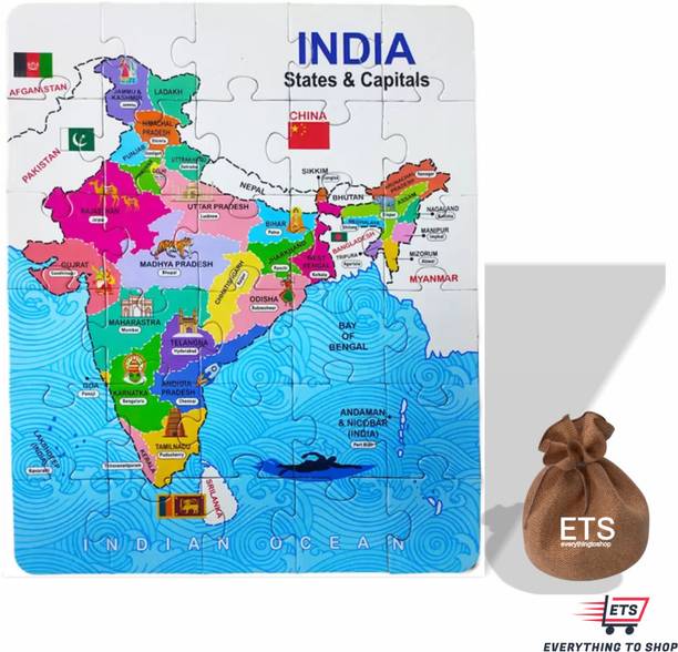 ETS India Map Jigsaw Puzzle for Kids - in Eco Friendly Jute Potli