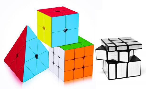 Authfort 2x2,3x3 Pyramid & Mirror Silver cube combo set