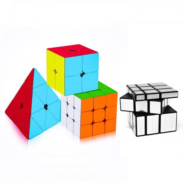 Authfort 2x2,3x3 Pyramid & Mirror Silver cube combo set