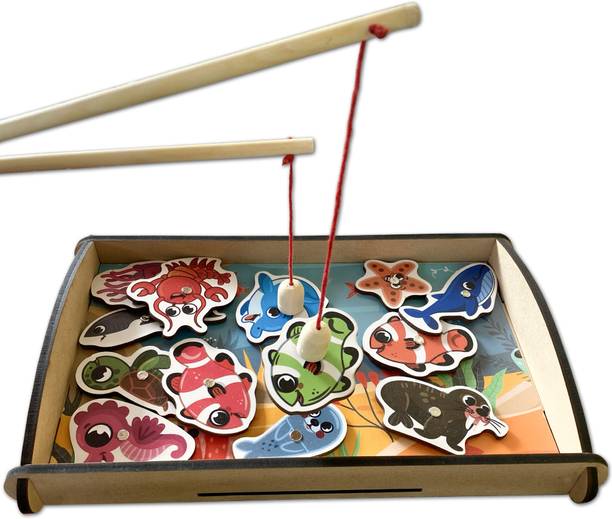 Minileaves 4 to 6 Year Boys and Girls Birthday Gift Wooden Magnetic Fishing toys