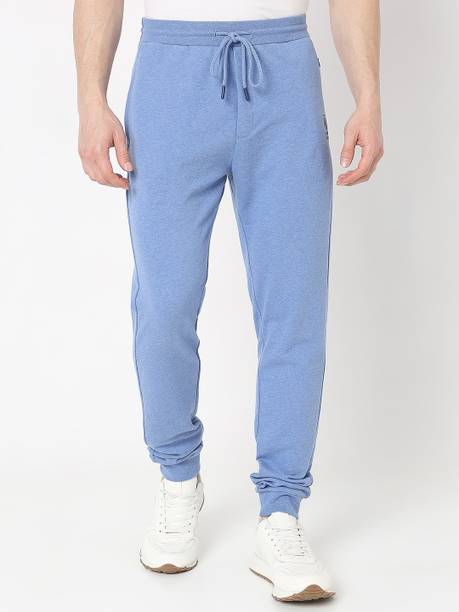 Men Solid Blue Track Pants