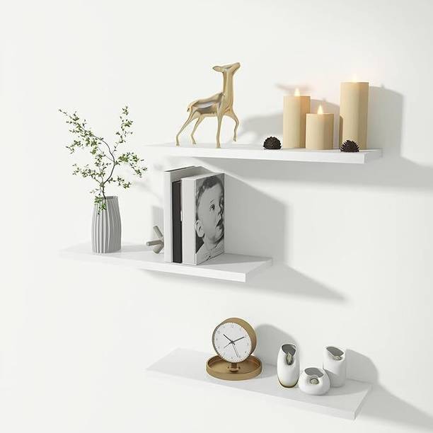 kassar self 3 wht Wooden Wall Shelf