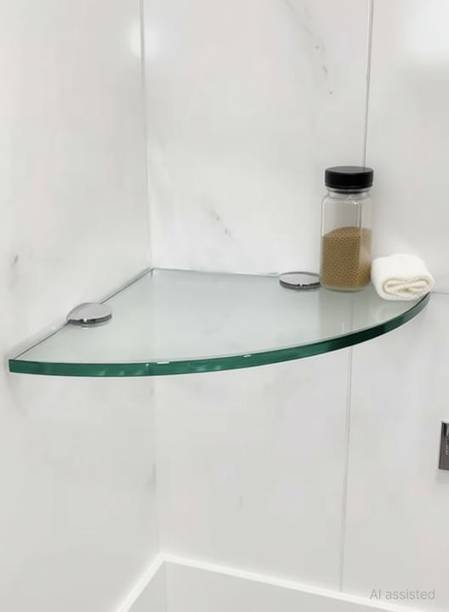 NOKONA Premium Premium Transparent Glass Shelf for NOKONA bathroom Kitchen Living Room 9X9 Glass Wall Shelf