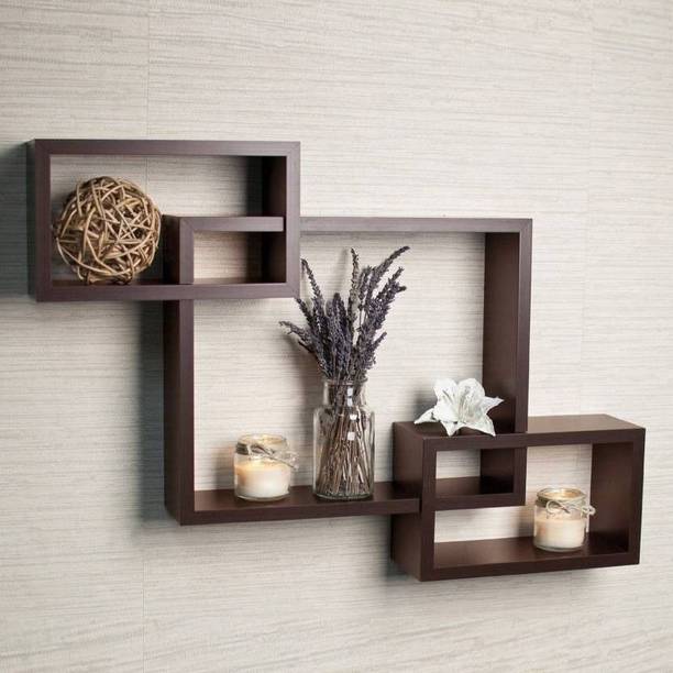 Eco Handicrafts Wall Decoration Shelf Rack MDF Wall Shelf (Number of Shelves - 3, Brown ) Wooden Wall Shelf