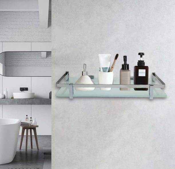 FUTURISTICCO Toughened Glass Wall-Mounted Shelf - Elegant & Durable (12x5 Inches) Glass Wall Shelf