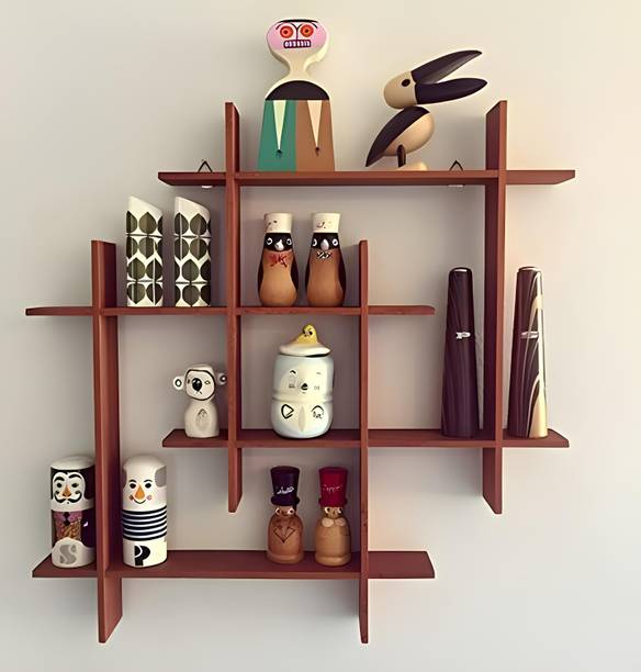 Artesia Wall Mount Brown Wall Shelves Wooden Wall Shelf (Number of Shelves - 4, Brown)