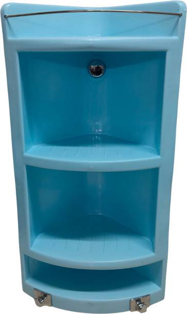CIPLA PLAST Multipurpose Plastic Bathroom Corner Cabinet Extra Large | BLUE Plastic Wall Shelf