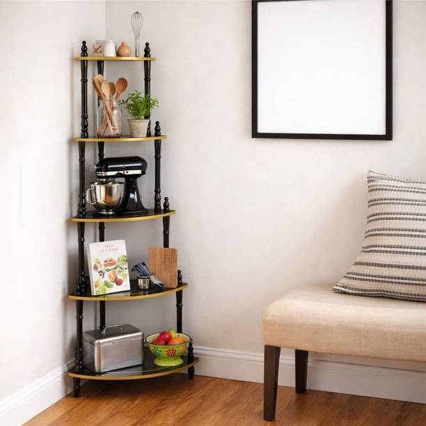 Bogenlite It is a floor-standing, - storage unit typically made solid wood with a black MDF (Medium Density Fiber) Wall Shelf