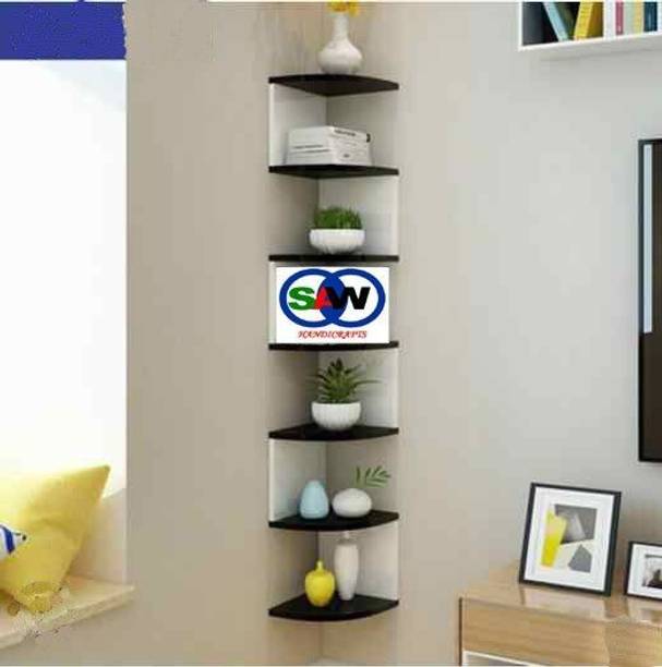 MahiraWoodenZ ZIGZAG MDF (Medium Density Fiber) Wall Shelf