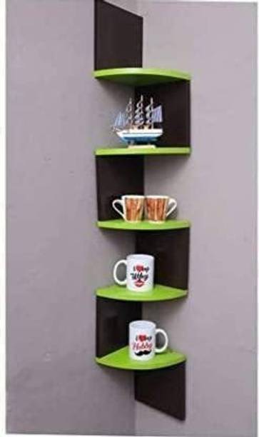 woodinfoz Zigzag Corner Rack Shelf for Living and Bedroom Decoration MDF (Medium Density Fiber) Wall Shelf