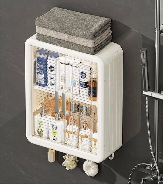 KeonCrown Bathroom Storage Organizer/Bathroom Cabinet /Bathroom Plastic Wall Shelf