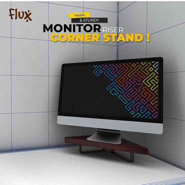 Flux flux Wooden Monitor Stand,Laptop Stand, 23 Inch Shelf (Triangular Rustic Red) Particle Board Wall Shelf
