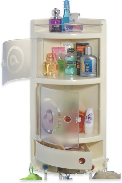 pearl precision PVC Bathroom Corner Cabinet Ivory Color Plastic Wall Shelf