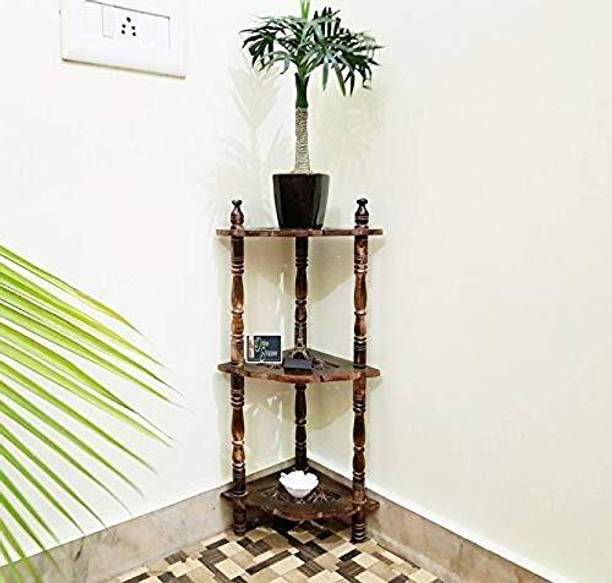 A N Crafts Wooden Mini Corner Rack Side Carved End Table Furniture Shelves Wooden Wall Shelf