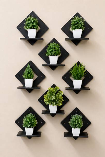 MKSwoodencrafts wall decor flower pot stand (set of 8) Wooden Wall Shelf