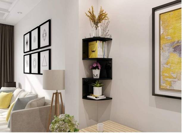 Baksh Bros Zig ZAG Corner Wall Mount Shelf Unit/Racks and Shelves Wooden Wall Shelf_S41 Wooden Wall Shelf