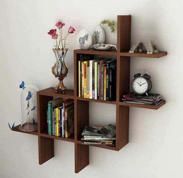 NationalArts NA1300 RACK SHELF BLUE Wooden Wall Shelf