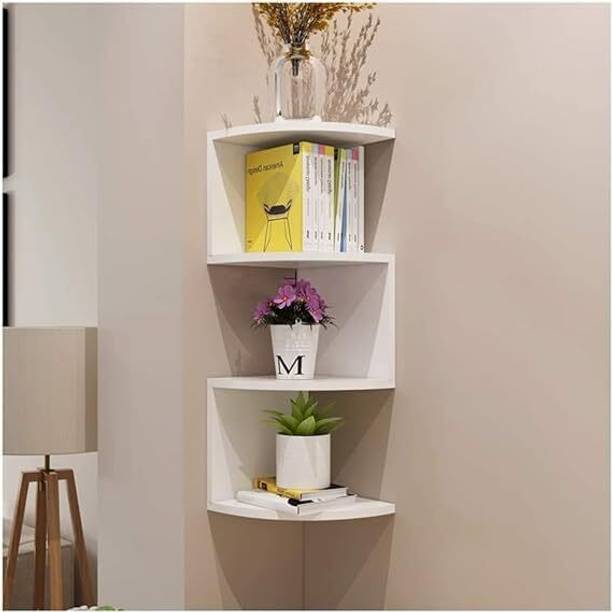 THE PINEWOOD ENTERPRISES Wooden Corner Wall Shelf for Living Room, Wall Organizers, Rack (Panel of 7) MDF (Medium Density Fiber), Wooden Wall Shelf
