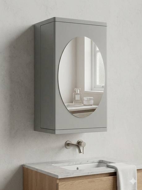 KeonCrown Bathroom Cabinet with Mirror Bathroom Organizer Wall Mounted Cabinet Box Plastic Wall Shelf
