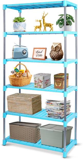 LivingBasics Multipurpose Plastic Storage Rack for Books/Clothes/Kitchen/Office Shoe Stand / Stainless Steel, Polypropylene Wall Shelf