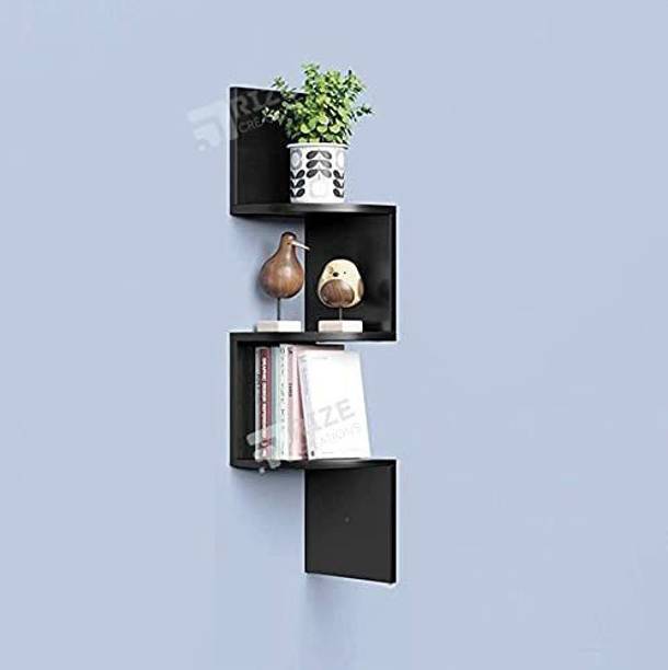 CLASSICART Wall shelf Zigzag Corner Wall Mount Shelf Unit/Racks and Shelves/Wall Shelf/ MDF (Medium Density Fiber) Wall Shelf