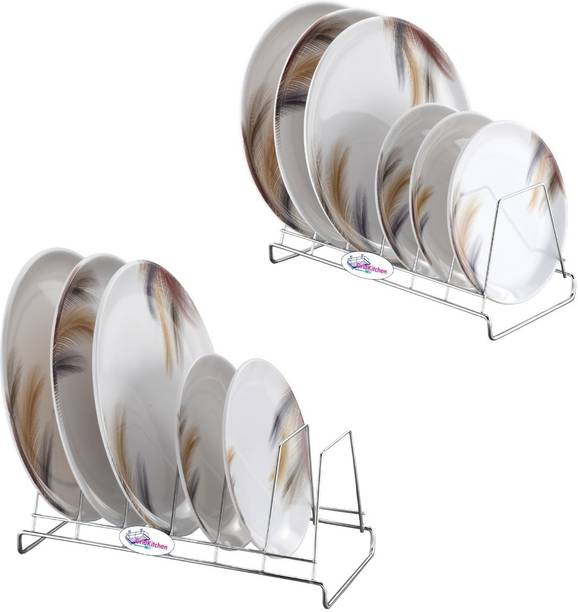 GRIDKITCHEN Stainless Steel Small Plate Stand Dish Rack Lid Holder Stainless Steel Wall Shelf