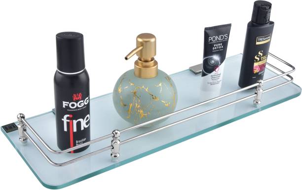 MOTIQO Premium Transparent Glass Shelf For Bathroom/Kitchen/Wall Shelf/Shelves/Storage Shelf (15 X 6 Inch-Pack of 1) Glass Wall Shelf