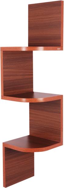 Captiver Morplus Zigzag Wall Mounted Corner Shelf Classic Walnut Particle Board Wall Shelf