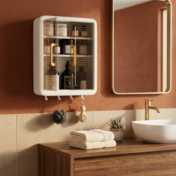 PSM Bathroom Storage Cabinet Wall Mounted | Bathroom Organizer Without Drill Plastic Wall Shelf