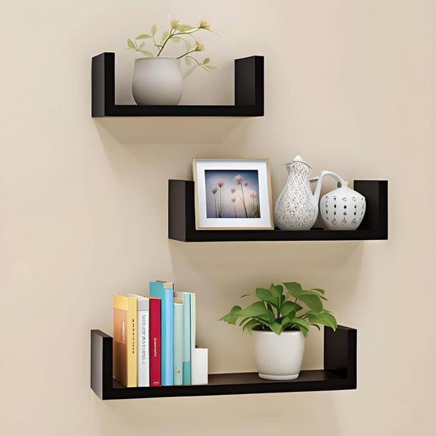 SHREE enterpries U Shape Set Of Shelf Wooden Wall Shelf