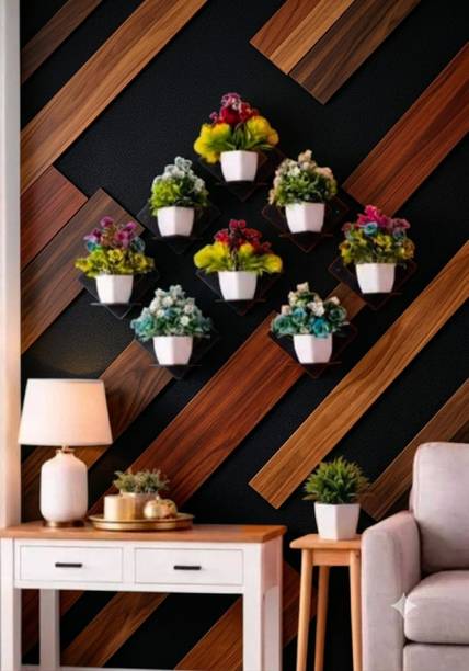 New prem enterprises Decorative Square Wall Bracket Shelves pack of 8 Wooden Wall Shelf