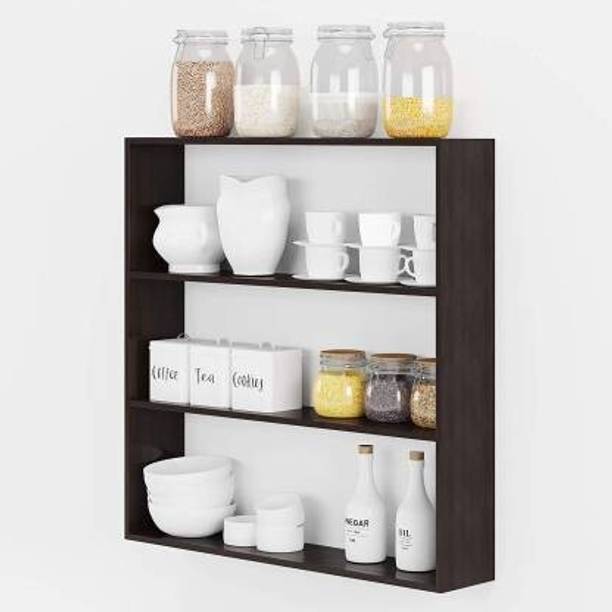 Extend Crafts Wall Mounted Shelves for kitchen. Kitchen wall shelf Storage Boxes . 	 kitchen cabinets woode (Number of Shelves 3 . Brown Wooden Wall Shelf