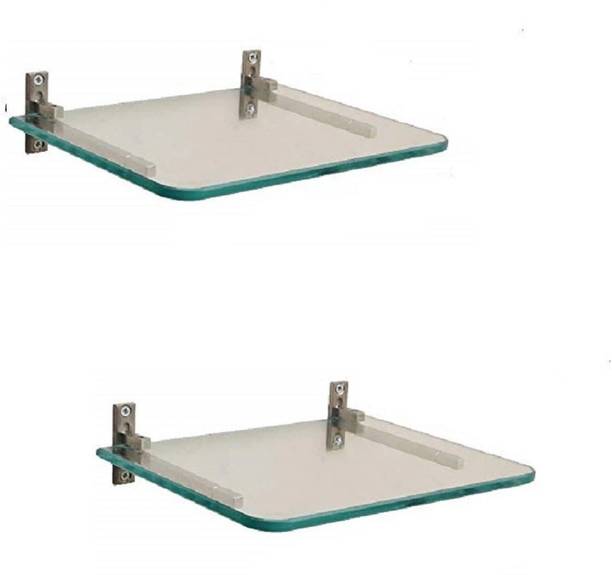 Dhani Creations Set Up Box /DTH Stand/DVD Player Stand/ Wall Mount Stand/Flower Stand/Glass Wall Shelf/Pooja Stand - Set of 2 Glass Wall Shelf