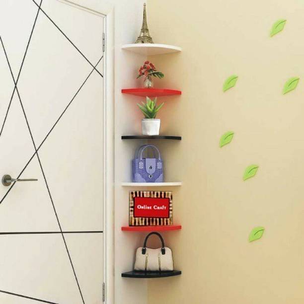 OnlineCraft Wooden Wall Mounted Corner Rack Shelves For Living room Home Decor Shelf Wooden Wall Shelf
