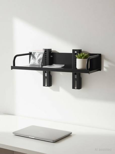 Kankali Combo of Settop Box Stand Shelf Rack and Wall Bracket Mount for upto 32 inch LED/LCD TV Steel Wall Shelf (Number of Shelves - 2, Multicolor) Steel Wall Shelf