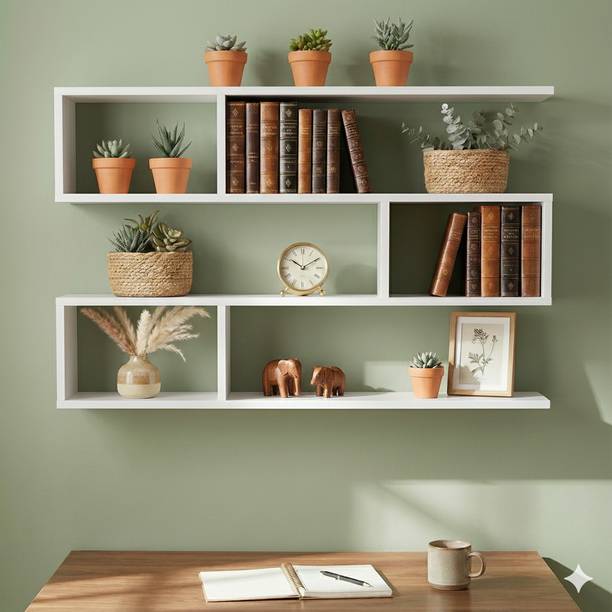 TheGoodLuck White Wooden Corner Stand for Bedroom Decor Wooden Wall Shelf