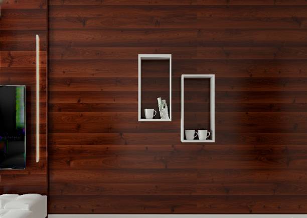 TheGoodLuck Noor Crest Wooden Corner Stand for Living Room & Bedroom Decor Wooden Wall Shelf