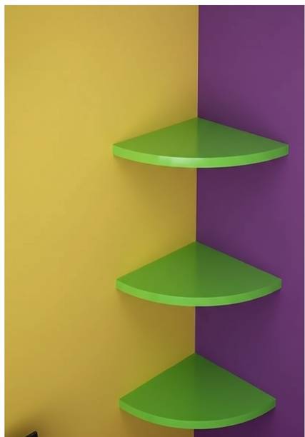 woodsy Cona Wooden Corner Wall Shelf | 3 Tier MDF Floating Corner Shelf | MDF (Medium Density Fiber) Wall Shelf