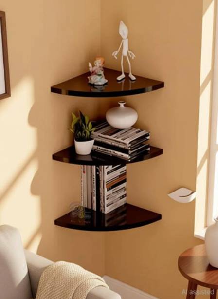 MartDecor Decoretive corner shelf MDF (Medium Density Fiber) Wall Shelf
