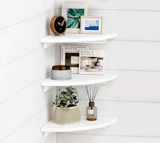 UHUD CRAFTS Corner Floating Shelves for Wall Décor, Storage Shelf for Bathroom & Living Room Wooden Wall Shelf