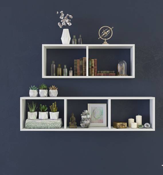 TheGoodLuck home and office organise storage rack Regal Shelves White Wooden Wall Shelf