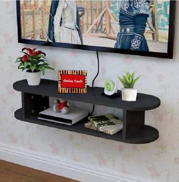 ONLINECRAFTS palna 3 no black set top box stand Wooden Wall Shelf