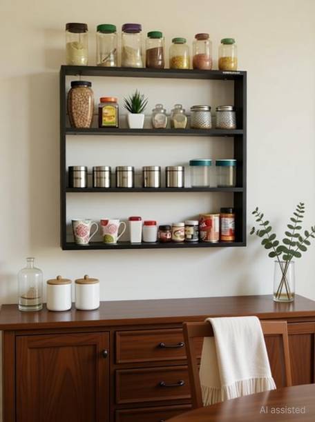 ADVISHI HOME DECORE MDF Wall Mounted Kitchen Rack Shelf | Wooden Wall Shelf