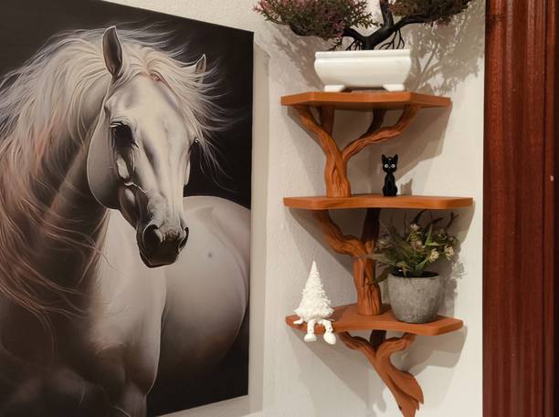 Glow Haus Wood 3-Tier Floating Rack Shelf for Living Room For Storage Display Rack Wooden Wall Shelf