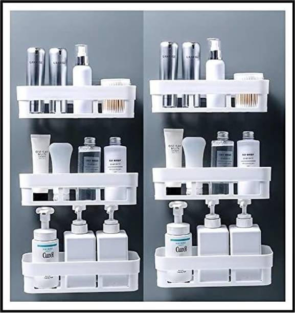 AKEY 6 PC Bathroom Accessories Bathroom Organizer, Bathroom Rack, Bathroom Shelf Plastic Wall Shelf