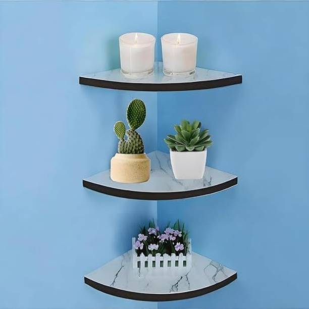 OnlineCraft Wooden Wall Mount Floating Wall Corner Rack shelves for living room MDF (Medium Density Fiber) Wall Shelf
