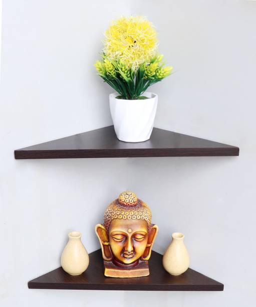 Captiver Tringle Corner Shelf Wenge Set of 2 / Wooden Decorative Decoration Dining Dark Storage Wooden Wall Shelf