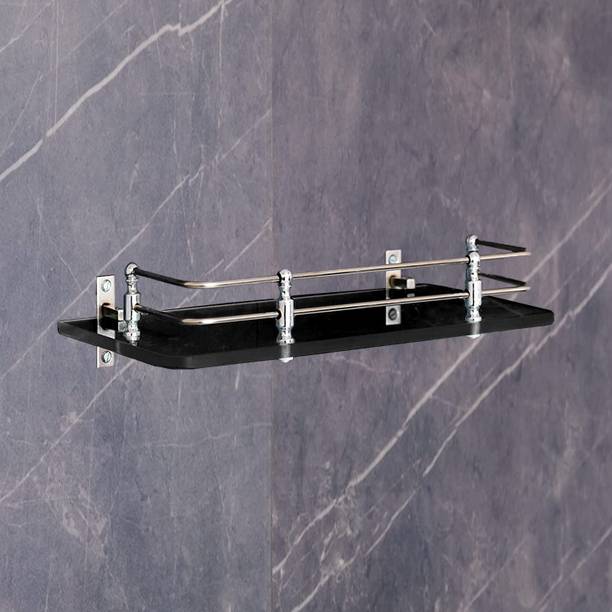 Flipkart SmartBuy Premium Multipurpose Wall Hung Glass Rack, 12 x 6 -inch (Black) Single Glass Wall Shelf